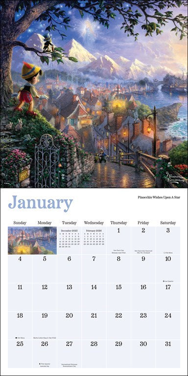 Disney Dreams Collection by Thomas Kinkade Studios 2026 Wall Calendar