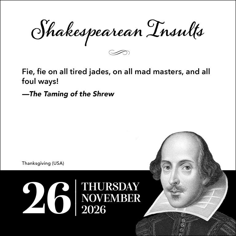 Shakespearean Insults 2026 Day-to-Day Calendar