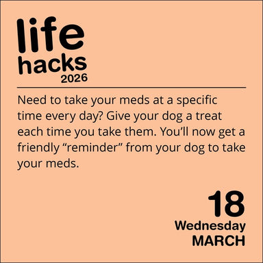 Life Hacks 2026 Day-to-Day Calendar