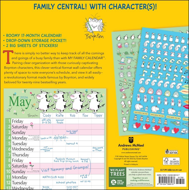 Sandra Boynton's 2026 My Family Calendar