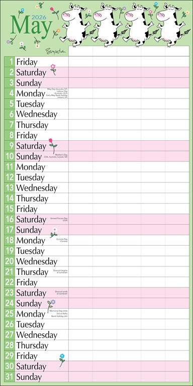 Sandra Boynton's 2026 My Family Calendar