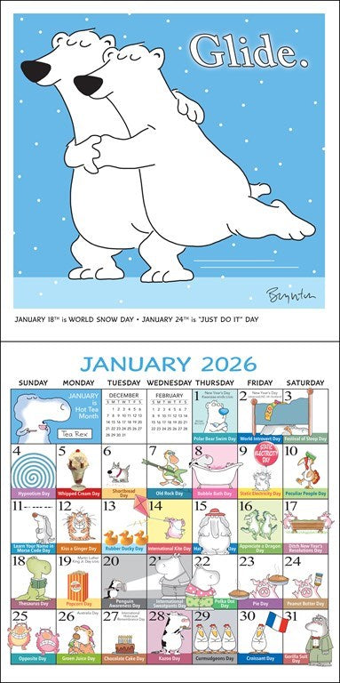 Sandra Boynton’s Every Day’s a Fabulous Holiday 2026 Wall Calendar