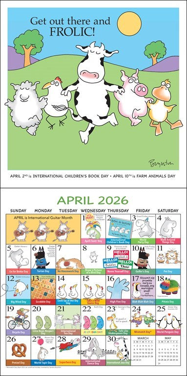 Sandra Boynton’s Every Day’s a Fabulous Holiday 2026 Wall Calendar