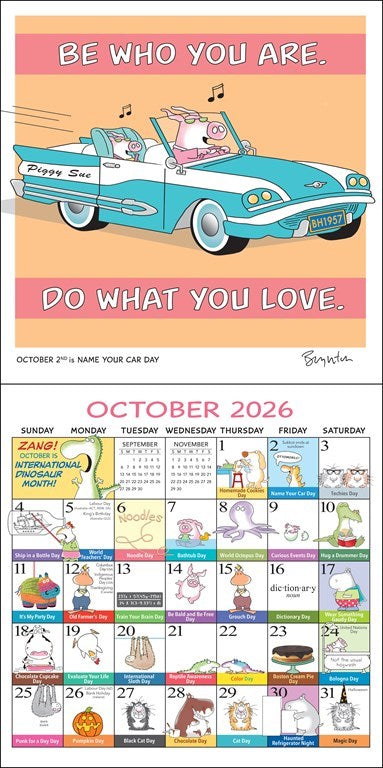 Sandra Boynton’s Every Day’s a Fabulous Holiday 2026 Wall Calendar