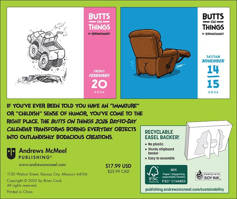 Butts On Things 2026 Day-to-Day Calendar