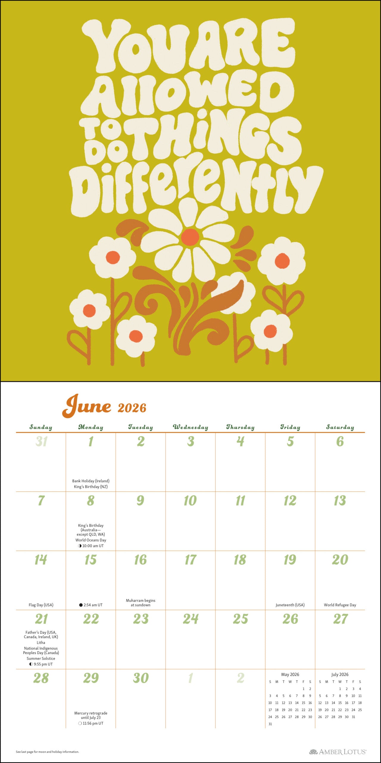 Funky Daze by Kira Cyan 2026 Wall Calendar