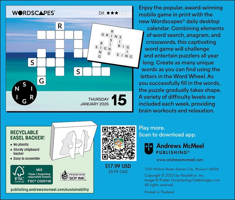Wordscapes® Puzzle Fun 2026 Day-to-Day Calendar