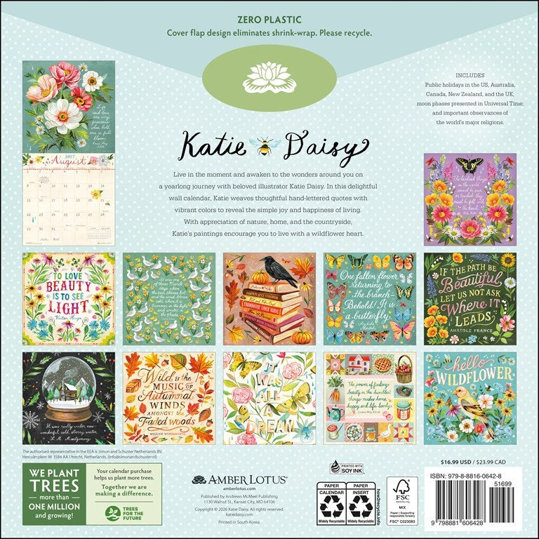 Katie Daisy Hello Wildflower 2027 Wall Calendar