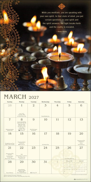 Meditation 2027 Wall Calendar