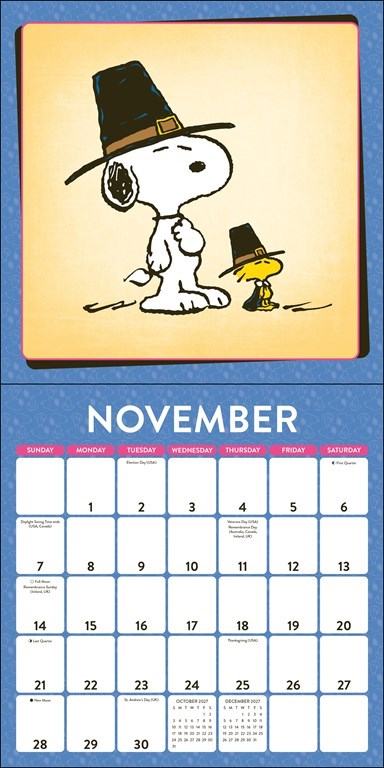 Peanuts Snoopy 2027 Wall Calendar with Notecards