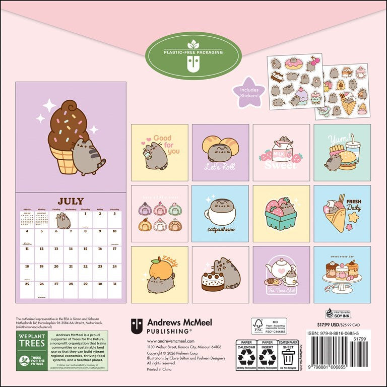Pusheen 2027 Wall Calendar with Stickers