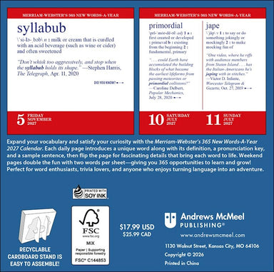 Merriam-Webster’s 365 New Words-A-Year 2027 Day-to-Day Calendar