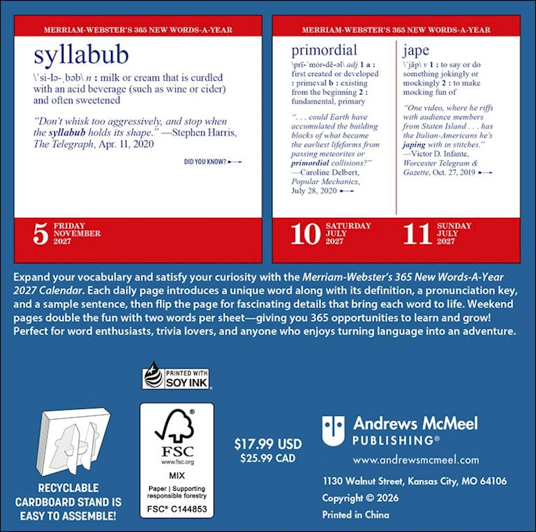 Merriam-Webster’s 365 New Words-A-Year 2027 Day-to-Day Calendar