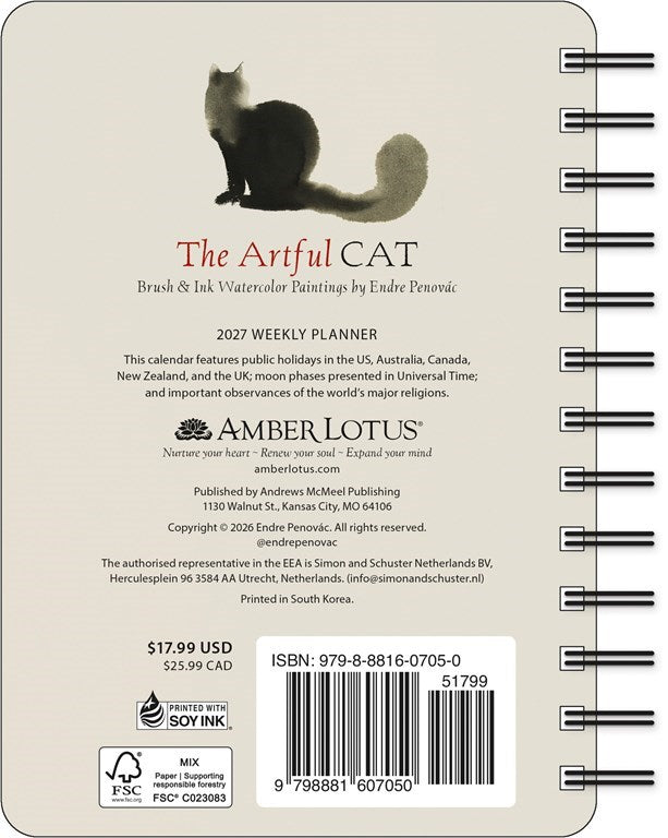 AL The Artful Cat 2027 Weekly Planner Calendar