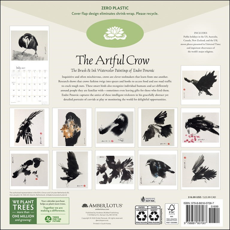The Artful Crow 2027 Wall Calendar
