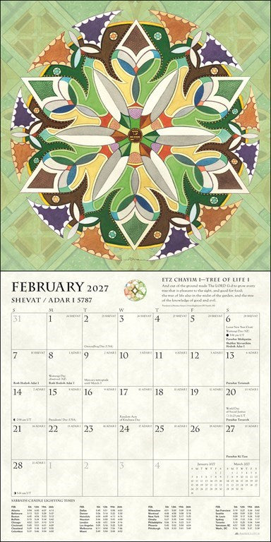 Hebrew Illuminations 16-Month 2026-2027 Wall Calendar