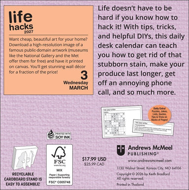 Life Hacks 2027 Day-to-Day Calendar