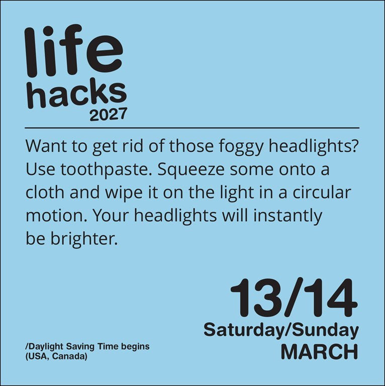 Life Hacks 2027 Day-to-Day Calendar