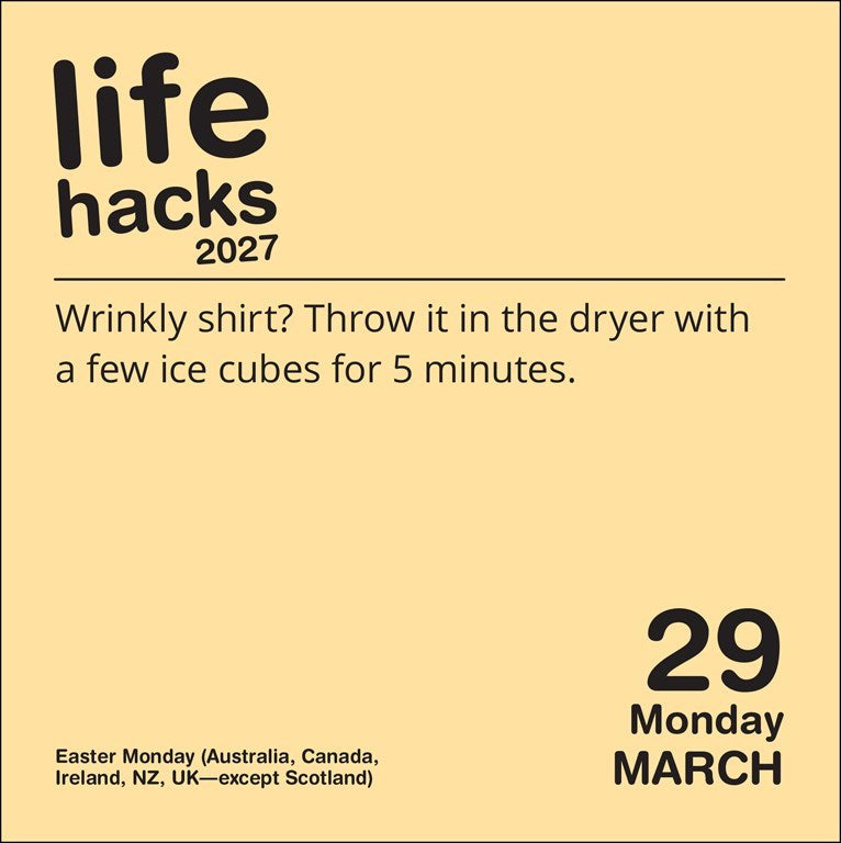 Life Hacks 2027 Day-to-Day Calendar