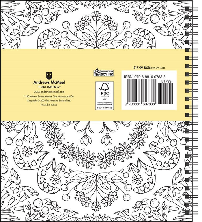 AMC Johanna Basford 2027 Weekly Coloring Calendar