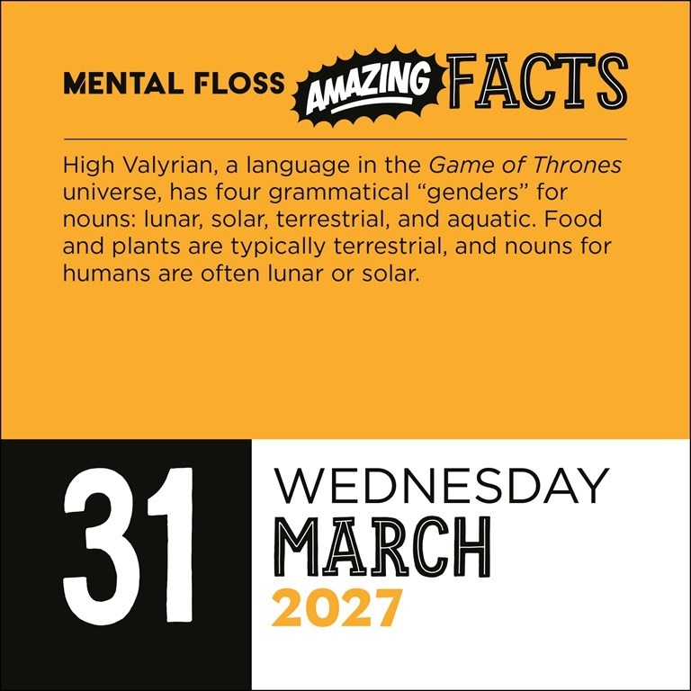 Amazing Facts from Mental Floss 2027 Day-to-Day Calendar
