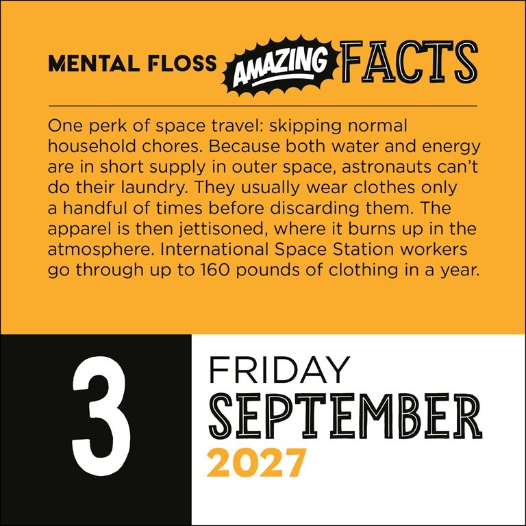 Amazing Facts from Mental Floss 2027 Day-to-Day Calendar
