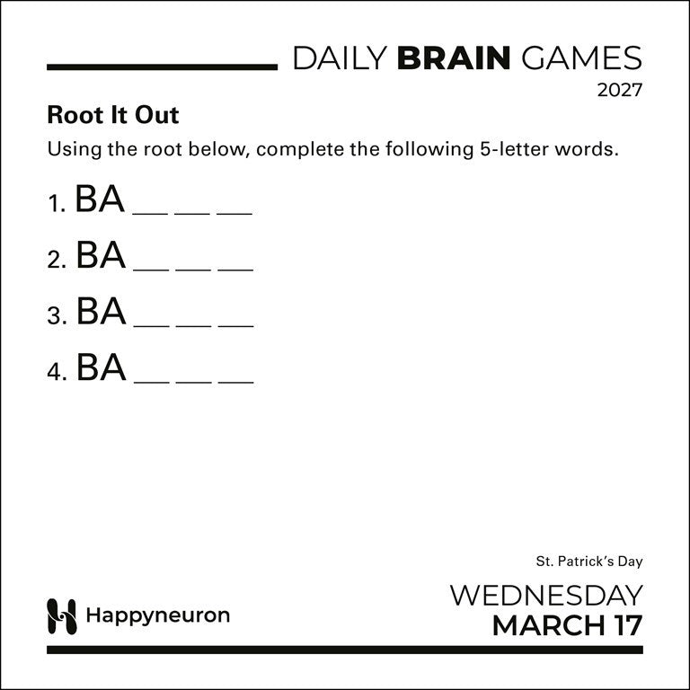 Daily Brain Games 2027 Day-to-Day Calendar