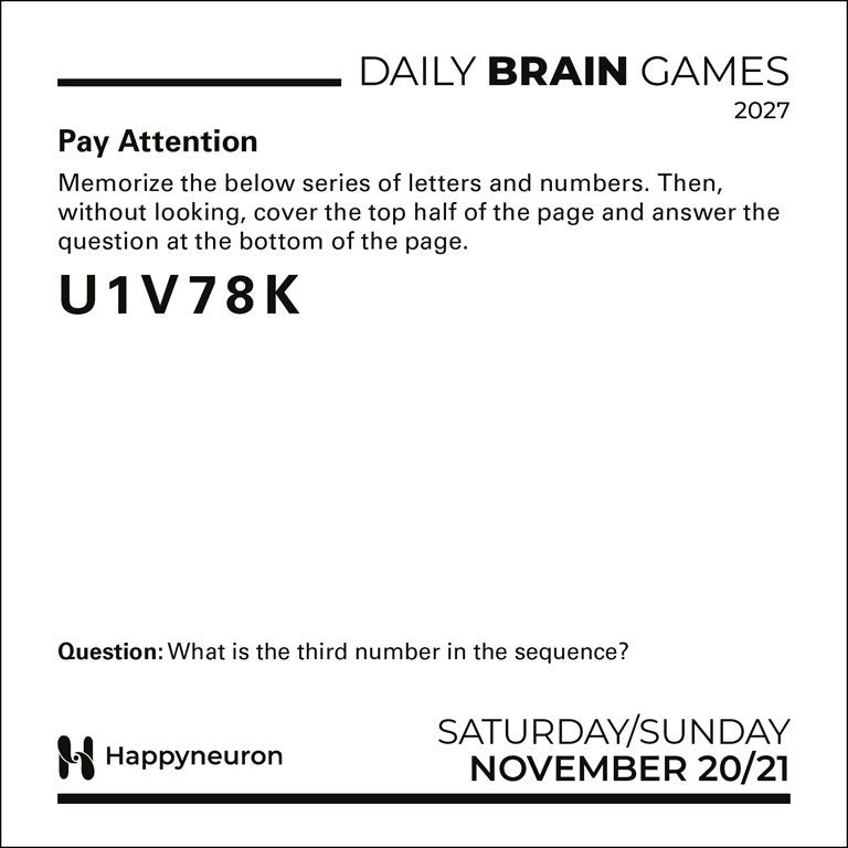 Daily Brain Games 2027 Day-to-Day Calendar