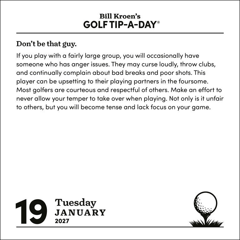 Bill Kroen’s Golf Tip-A-Day 2027 Page-A-Day Calendar