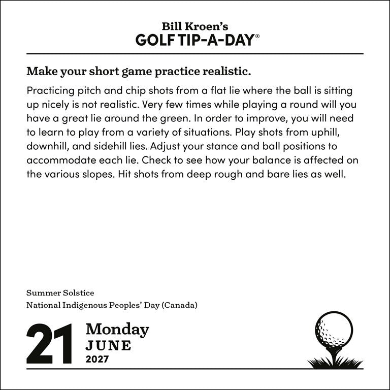 Bill Kroen’s Golf Tip-A-Day 2027 Page-A-Day Calendar