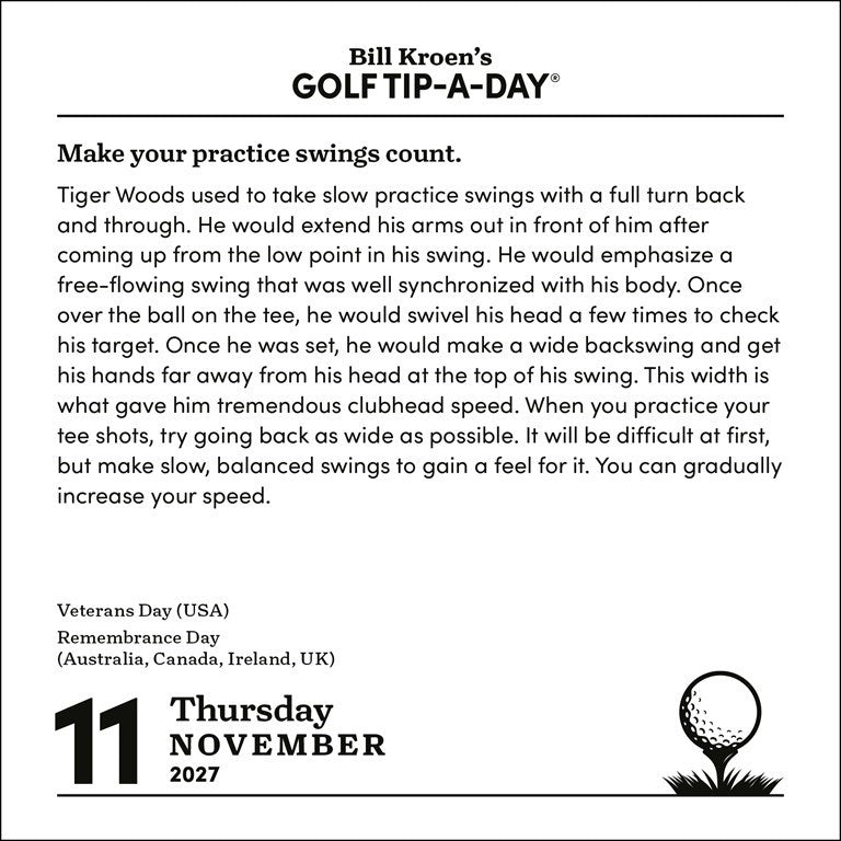 Bill Kroen’s Golf Tip-A-Day 2027 Page-A-Day Calendar
