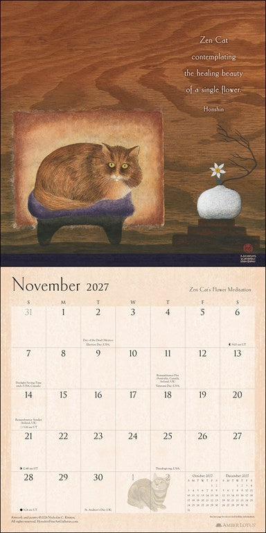 Zen Cat 2027 Wall Calendar