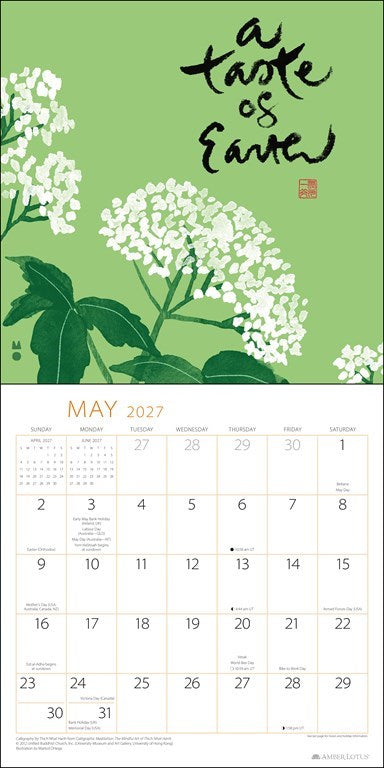 Thich Nhat Hanh Touching Peace 2027 Wall Calendar