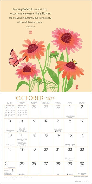 Thich Nhat Hanh Touching Peace 2027 Wall Calendar