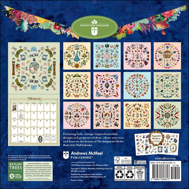 AMC The Antiquarian Sticker Book 2027 Wall Calendar