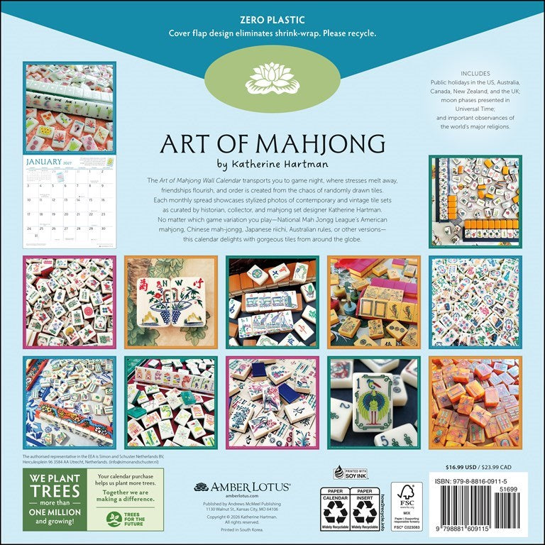 Art of Mahjong 2027 Wall Calendar