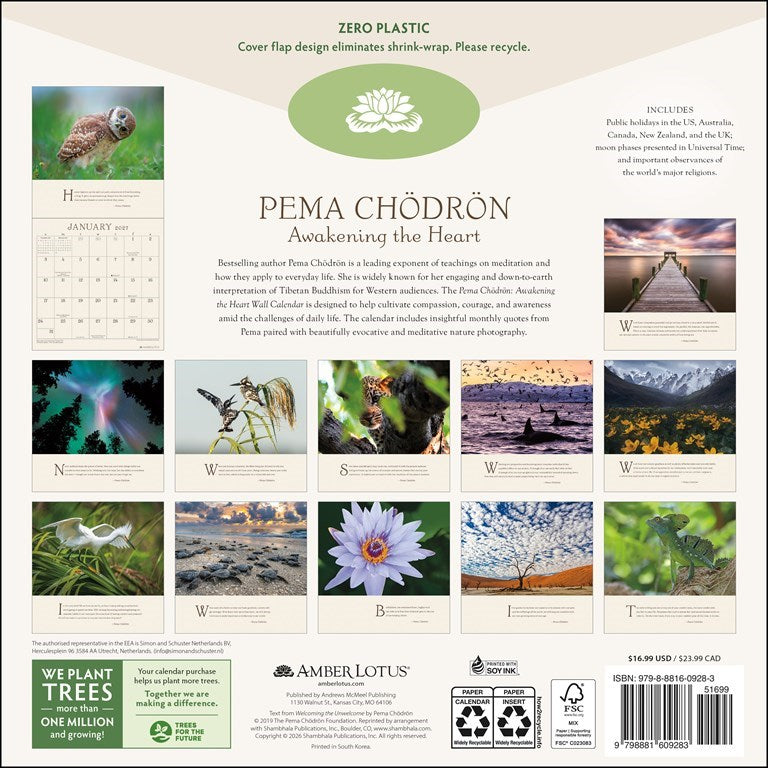 Pema Chödrön Awakening The Heart 2027 Wall Calendar