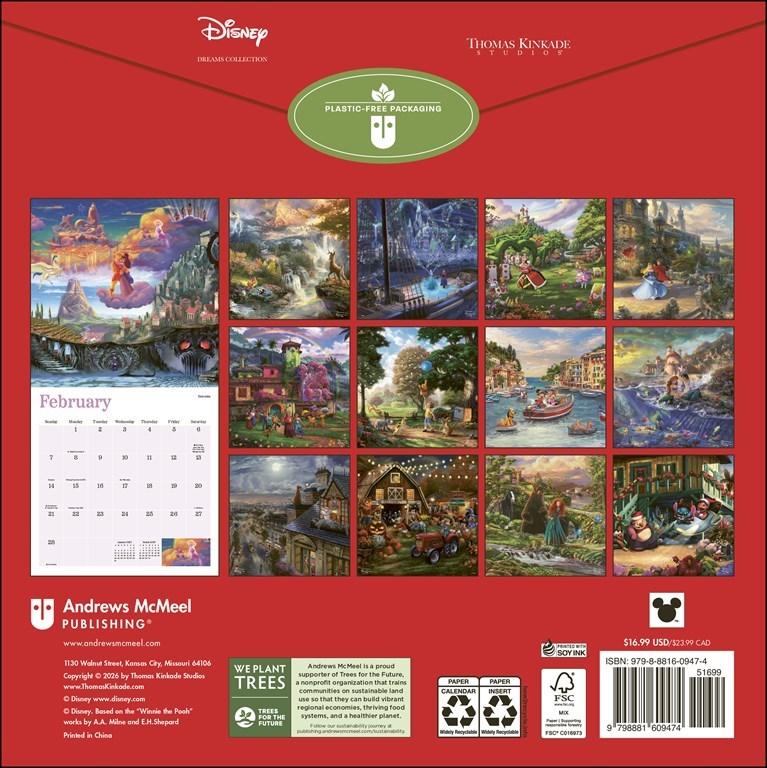 Disney Dreams Collection by Thomas Kinkade Studios 2027 Wall Calendar