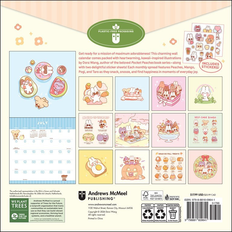 AMC Pocket Peaches 2027 Wall Calendar with Stickers