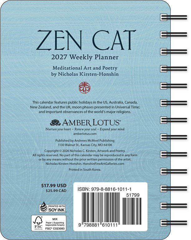 AL Zen Cat 2027 Weekly Planner Calendar