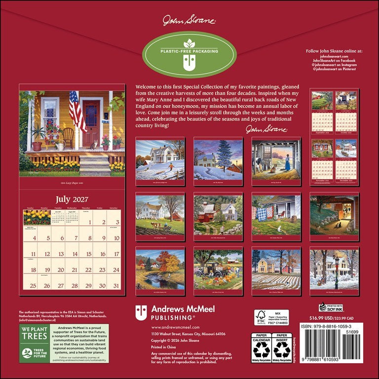 AMC John Sloane’s Country Seasons® 12 x 12 Special Collection 2027 Wall Calendar