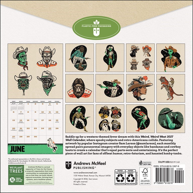 AMC Sam Larson 2027 Wall Calendar Weird, Weird West