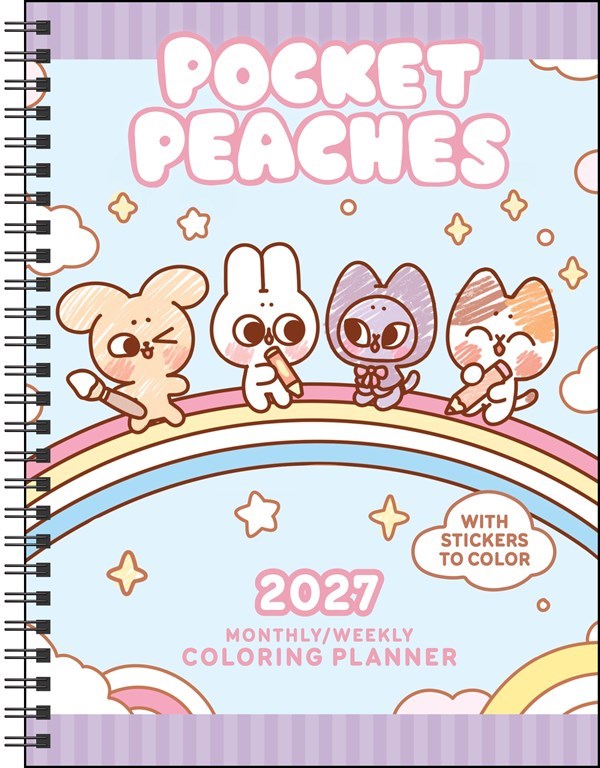 AMC Pocket Peaches 2027 Monthly/Weekly Coloring Planner with Stickers to Color