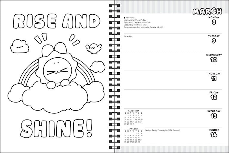 AMC Pocket Peaches 2027 Monthly/Weekly Coloring Planner with Stickers to Color