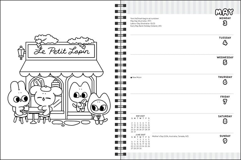 AMC Pocket Peaches 2027 Monthly/Weekly Coloring Planner with Stickers to Color