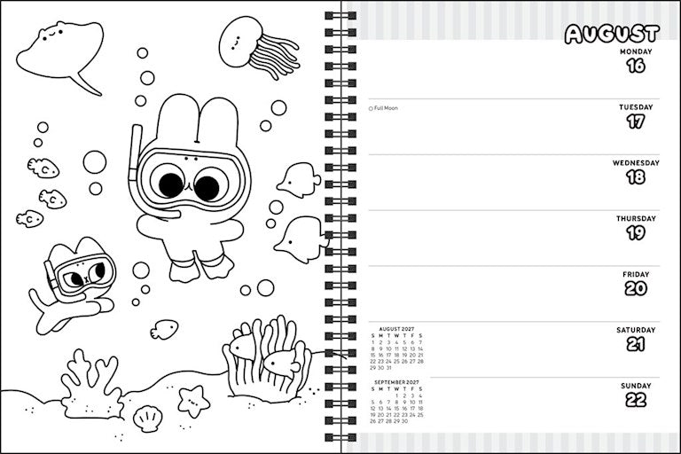 AMC Pocket Peaches 2027 Monthly/Weekly Coloring Planner with Stickers to Color