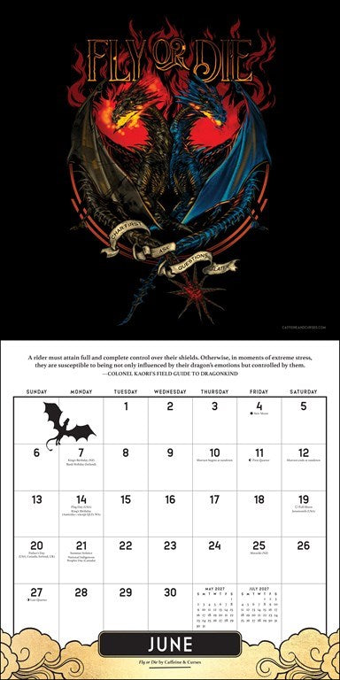 AMC Fourth Wing Officially Licensed Fan Art 2027 Wall Calendar