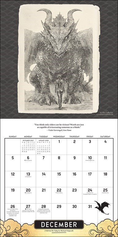 AMC Fourth Wing Officially Licensed Fan Art 2027 Wall Calendar