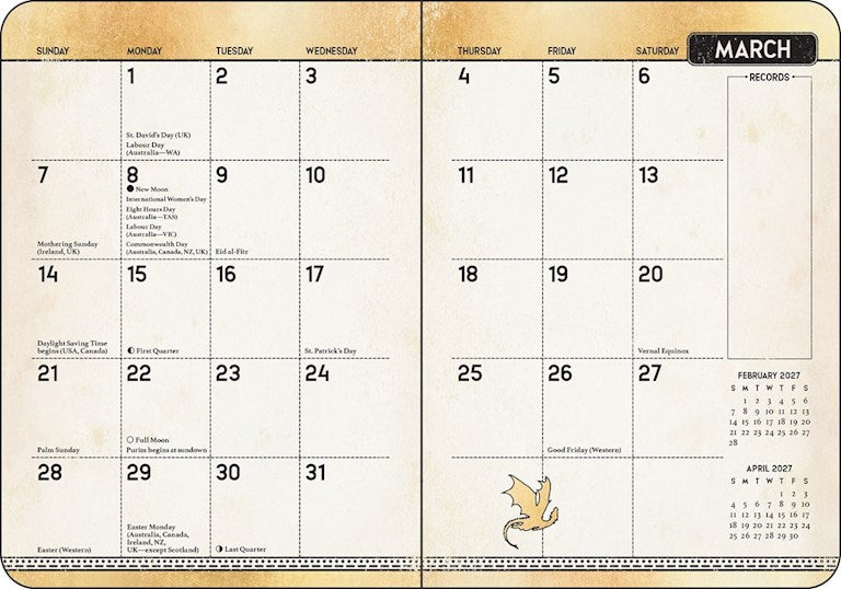 AMC Fourth Wing 2027 Monthly/Weekly 12-Month Planner Calendar