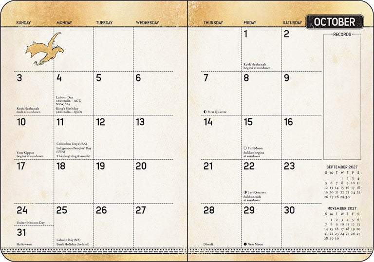AMC Fourth Wing 2027 Monthly/Weekly 12-Month Planner Calendar